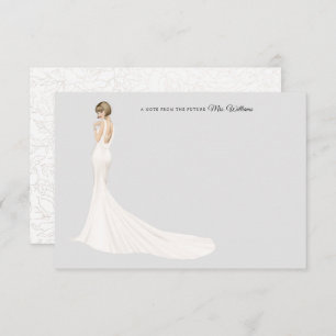 Tarjeta de agradecimiento a novia en traje de baño