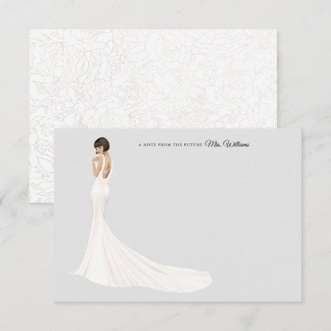 Tarjeta de agradecimiento a novia en traje de baño (Anverso / Reverso)