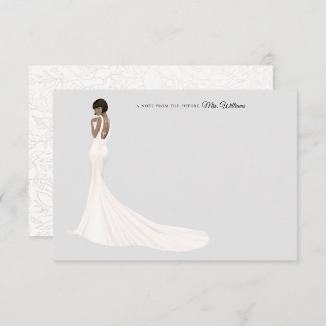 Tarjeta de agradecimiento a novia en traje de baño (Anverso / Reverso)