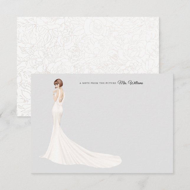 Tarjeta de agradecimiento a novia en traje de baño (Anverso / Reverso)