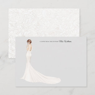 Tarjeta de agradecimiento a novia en traje de baño