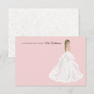 Tarjeta de agradecimiento a novia en traje de baño