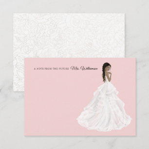 Tarjeta de agradecimiento a novia en traje de baño