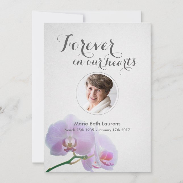 Tarjeta de agradecimiento a Orchids Memorial con f (Anverso)