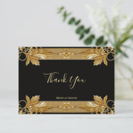 Tarjeta de agradecimiento a Ornate Floral Gold Bla