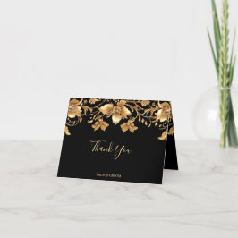 Tarjeta de agradecimiento a Ornate Floral Gold Bla