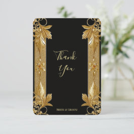 Tarjeta de agradecimiento a Ornate Floral Gold Bla