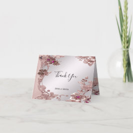 Tarjeta de agradecimiento a Ornate Floral Rosa