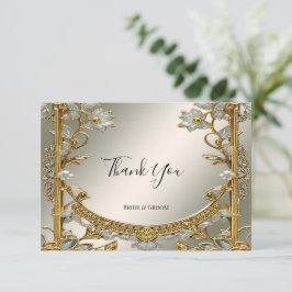 Tarjeta de agradecimiento a Ornate White Floral Go