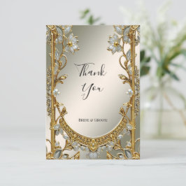 Tarjeta de agradecimiento a Ornate White Floral Go