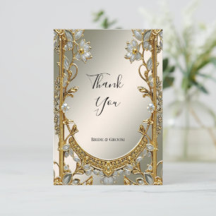 Tarjeta de agradecimiento a Ornate White Floral Go