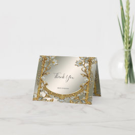 Tarjeta de agradecimiento a Ornate White Floral Go