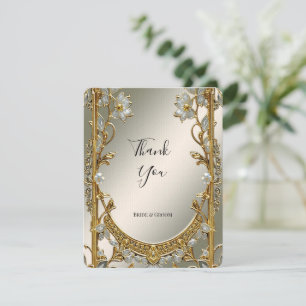 Tarjeta de agradecimiento a Ornate White Floral Go