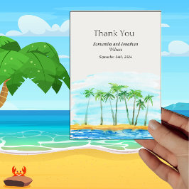 Tarjeta de agradecimiento a Palm Tree y Beach Wedd