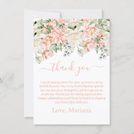 Tarjeta de agradecimiento a Peach Ivory Floral Bri