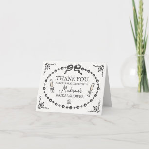 Tarjeta de agradecimiento a Pearls & Prosecco Bow 