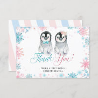 Tarjeta de agradecimiento a Penguin Winter Gender 