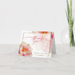 Tarjeta de agradecimiento a Peony Rosa de coral ex