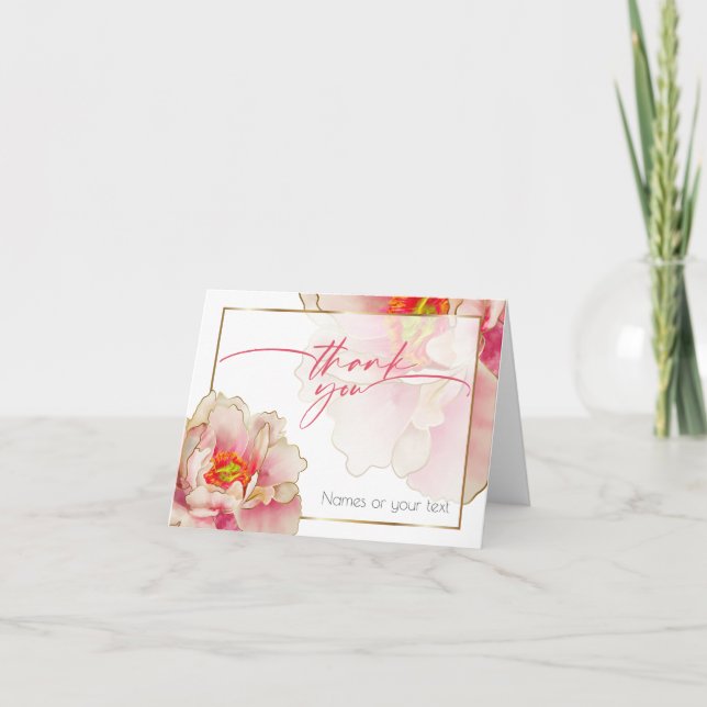 Tarjeta de agradecimiento a Peony Rosa de coral ex (Anverso)