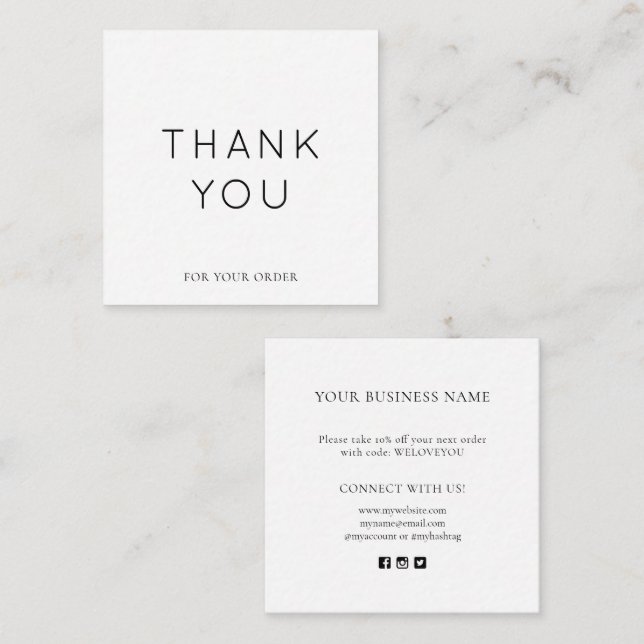 Tarjeta de agradecimiento a pequeñas empresas blan (Anverso / Reverso)