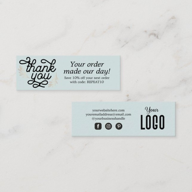 Tarjeta de agradecimiento a Personalizado de scrip (Anverso / Reverso)