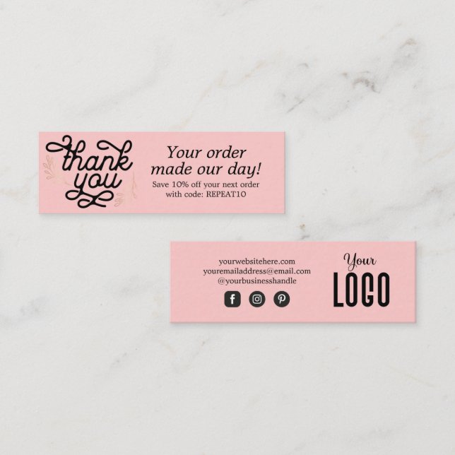 Tarjeta de agradecimiento a Personalizado de scrip (Anverso / Reverso)