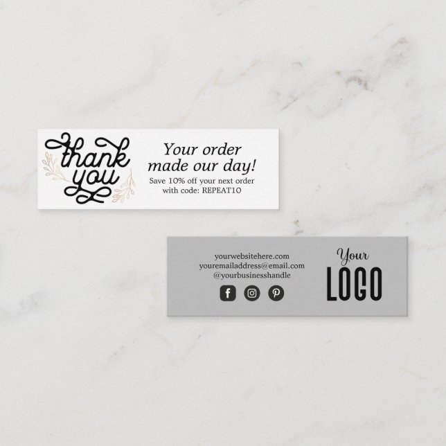 Tarjeta de agradecimiento a Personalizado de scrip (Anverso / Reverso)