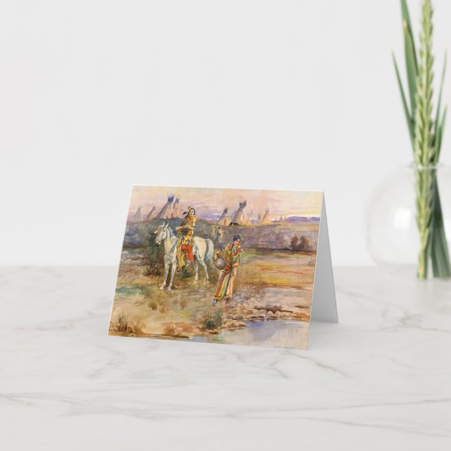 Tarjeta De Agradecimiento A Piegan Flirtation by Charles Marion Russell (Anverso)