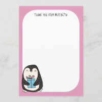 Tarjeta de agradecimiento a Pingüino con pantalla 