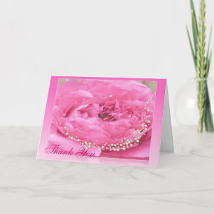 Tarjeta de agradecimiento a Pink Peony con Perlas