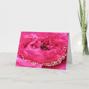 Tarjeta de agradecimiento a Pink Peony con Perlas