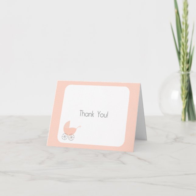 Tarjeta de agradecimiento a Pink Polka Dot Pram (Anverso)