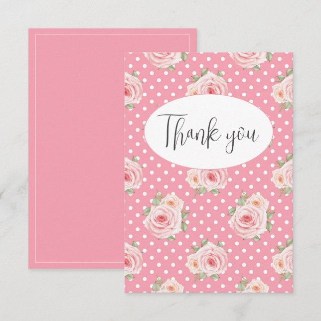 Tarjeta de agradecimiento a Pink Polkadots Flat (Anverso / Reverso)