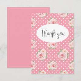 Tarjeta de agradecimiento a Pink Polkadots Flat