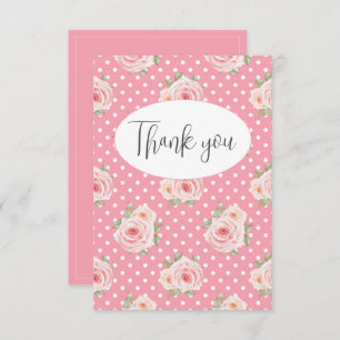Tarjeta de agradecimiento a Pink Polkadots Flat