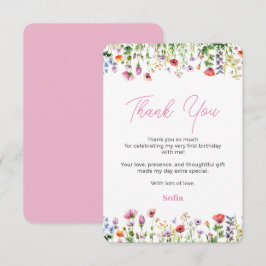 Tarjeta de agradecimiento a Pink Wildflower 1er cu
