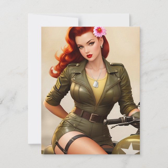 Tarjeta de agradecimiento a Pinup de motocicleta d (Anverso)