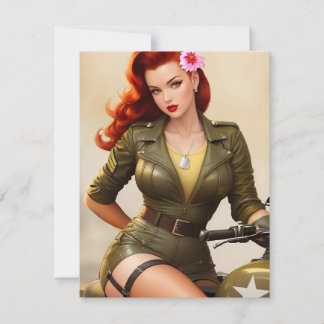 Tarjeta de agradecimiento a Pinup de motocicleta d