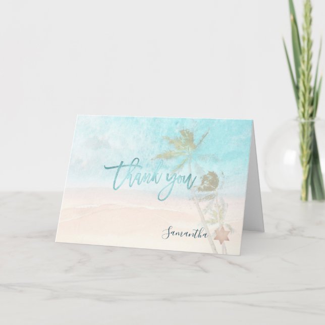 Tarjeta de agradecimiento a PixDezines Beach Palm  (Anverso)