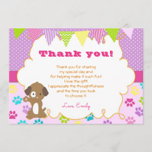 Tarjeta de agradecimiento a Puppy Polka Paws