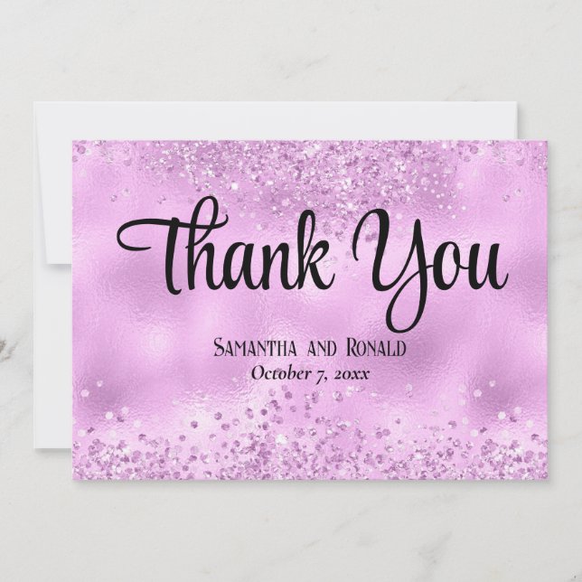 Tarjeta de agradecimiento a Purpurina de Faux Lila (Anverso)