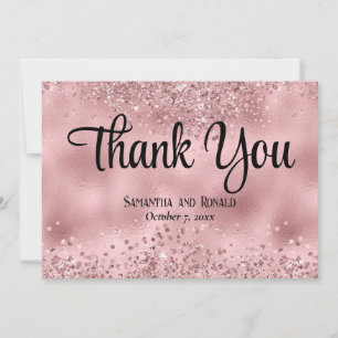 Tarjeta de agradecimiento a Purpurina Rosa y Boda