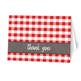 Tarjeta de agradecimiento a Red Gingham Brown Canv