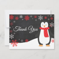 Tarjeta de agradecimiento a Red Penguin Snowflake 