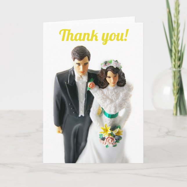 Tarjeta de agradecimiento a Retro Bride Groom Boda (Anverso)