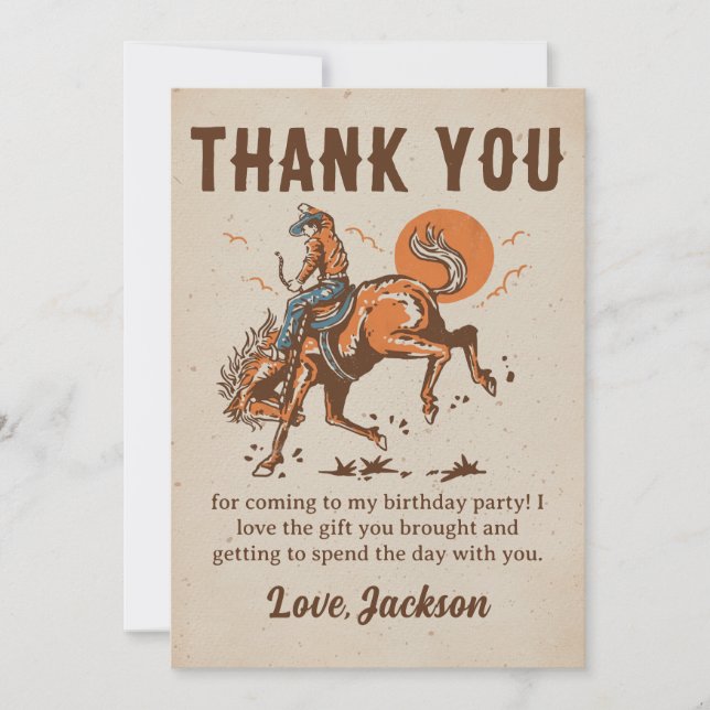 Tarjeta de agradecimiento a Rodeo Western Cowboy B (Anverso)