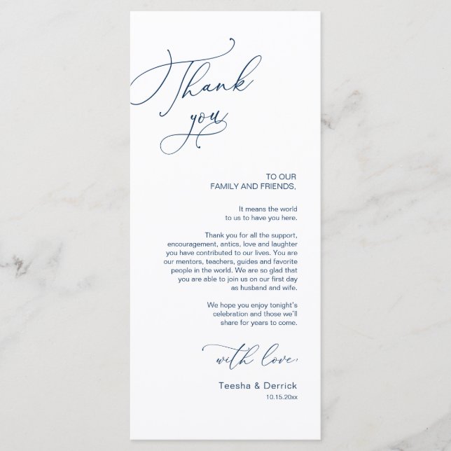 Tarjeta de agradecimiento a Romantic Boda Place (Anverso)