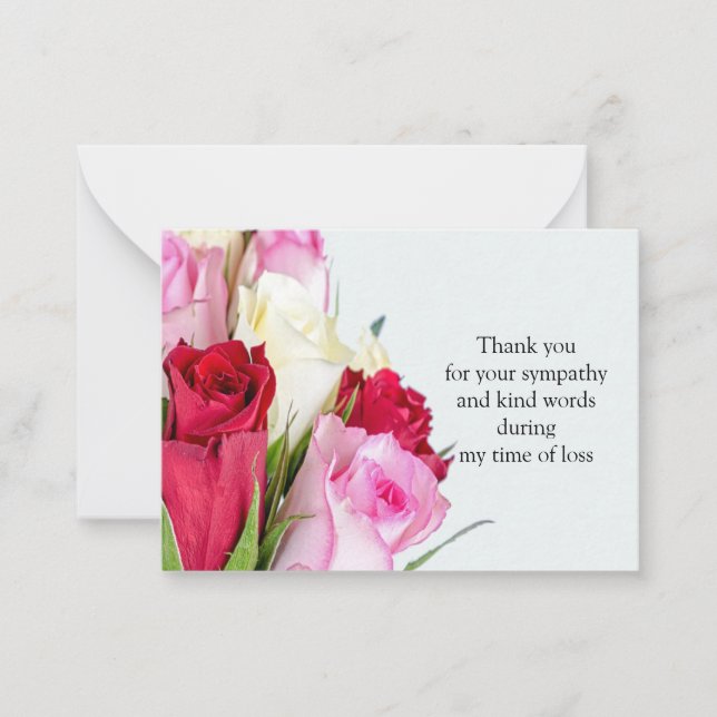 Tarjeta de agradecimiento a Rosa de flores (Anverso)