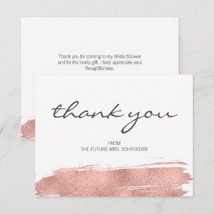 Tarjeta de agradecimiento a Rosa Gold Brushkes Bri