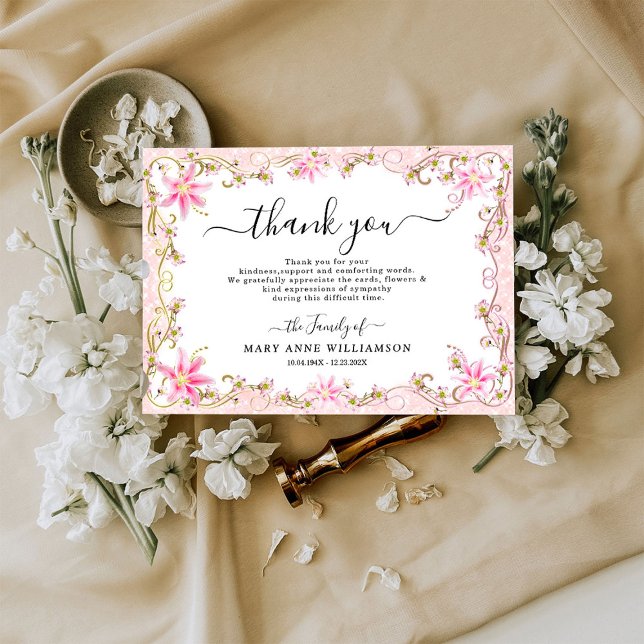 Tarjeta de agradecimiento a Rosy Elegant Funeral (Subido por el creador)